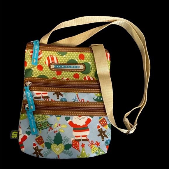 Lily Bloom Handbags - Lily Bloom Green and Red Festive Crossbody Bag. Holiday.